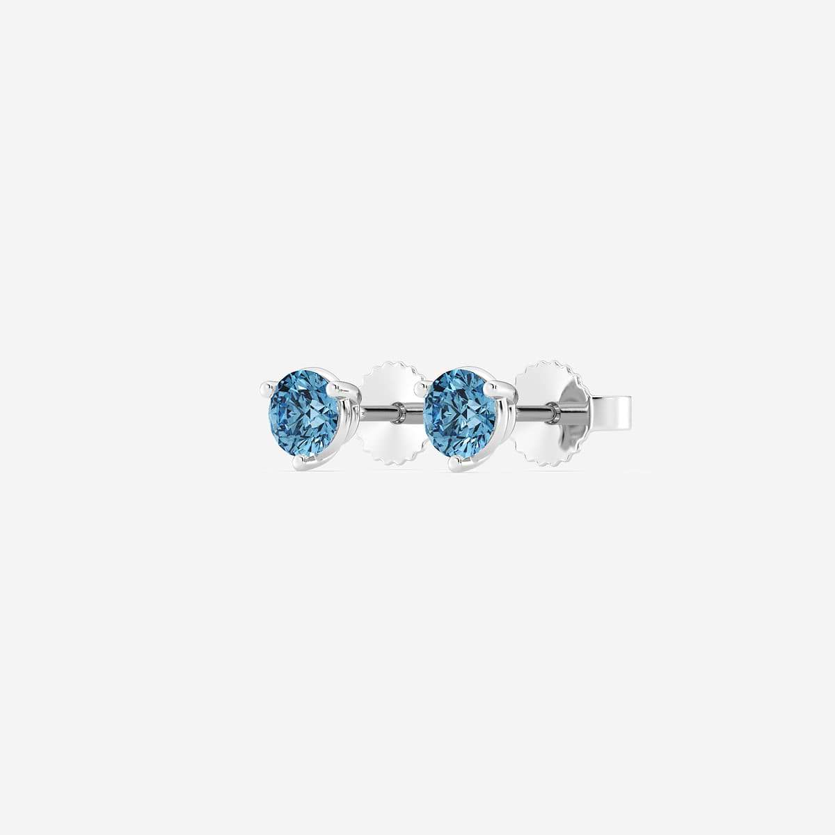 Additional Image 1 for  1 ctw Round Lab Grown Diamond Three Prong Fancy Blue Stud Earrings