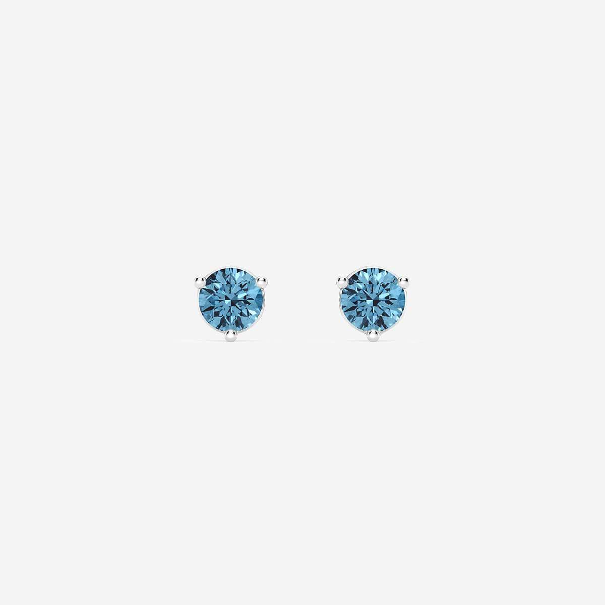 1 ctw Round Lab Grown Diamond Three Prong Fancy Blue Stud Earrings