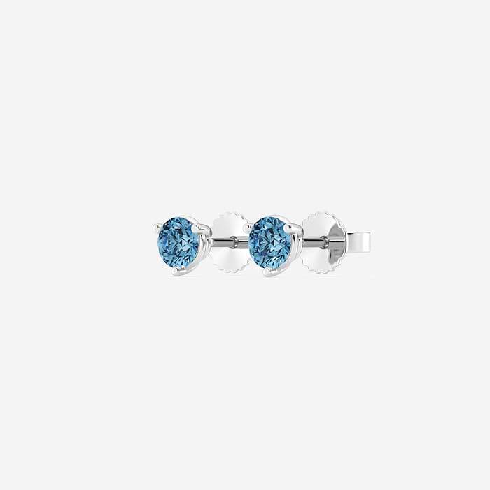 Fancy Blue Three Prong Round Stud Earrings
