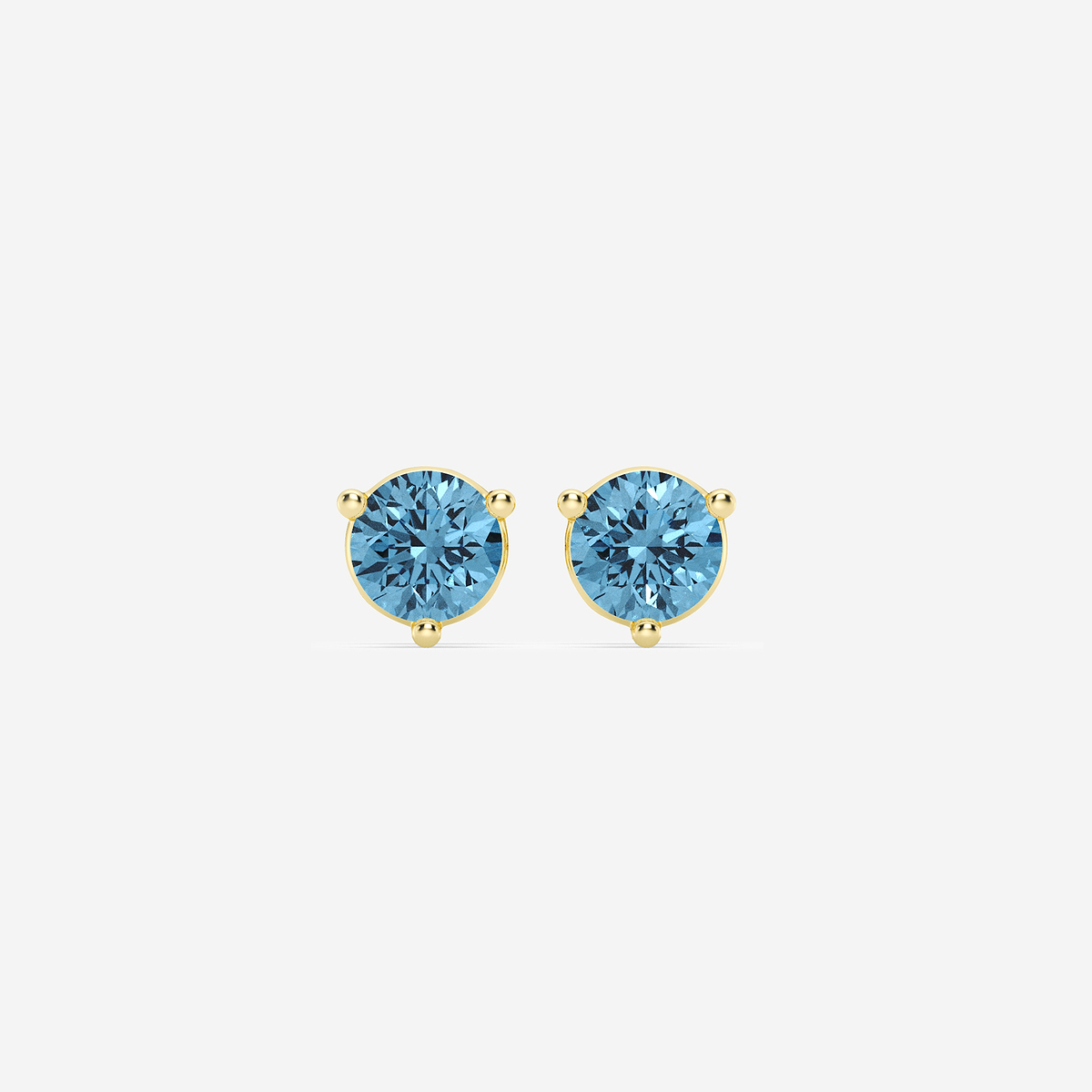1 ctw Round Lab Grown Diamond Three Prong Fancy Blue Stud Earrings