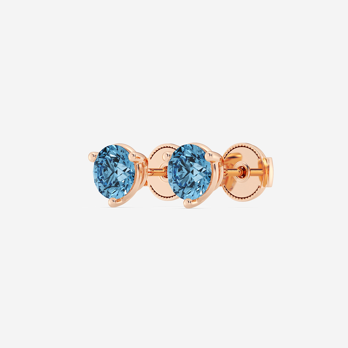 Additional Image 1 for  1 1/2 ctw Round Lab Grown Diamond Three Prong Fancy Blue Stud Earrings