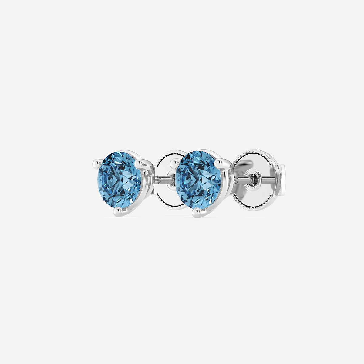 Additional Image 1 for  1 1/2 ctw Round Lab Grown Diamond Three Prong Fancy Blue Stud Earrings