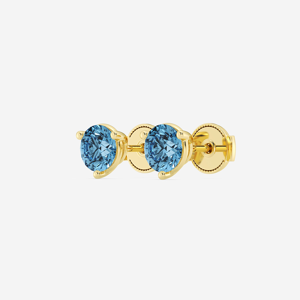 Additional Image 1 for  1 1/2 ctw Round Lab Grown Diamond Three Prong Fancy Blue Stud Earrings
