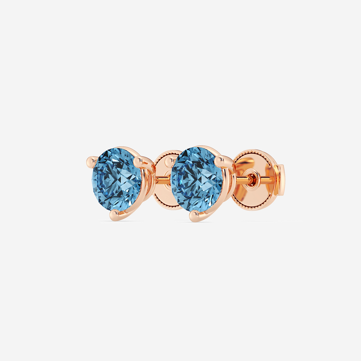 Additional Image 1 for  2 ctw Round Lab Grown Diamond Three Prong Fancy Blue Stud Earrings