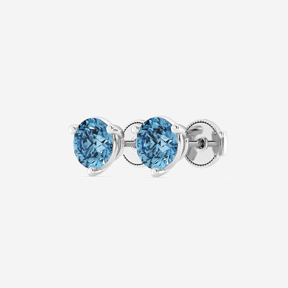 Additional Image 1 for  2 ctw Round Lab Grown Diamond Three Prong Fancy Blue Stud Earrings