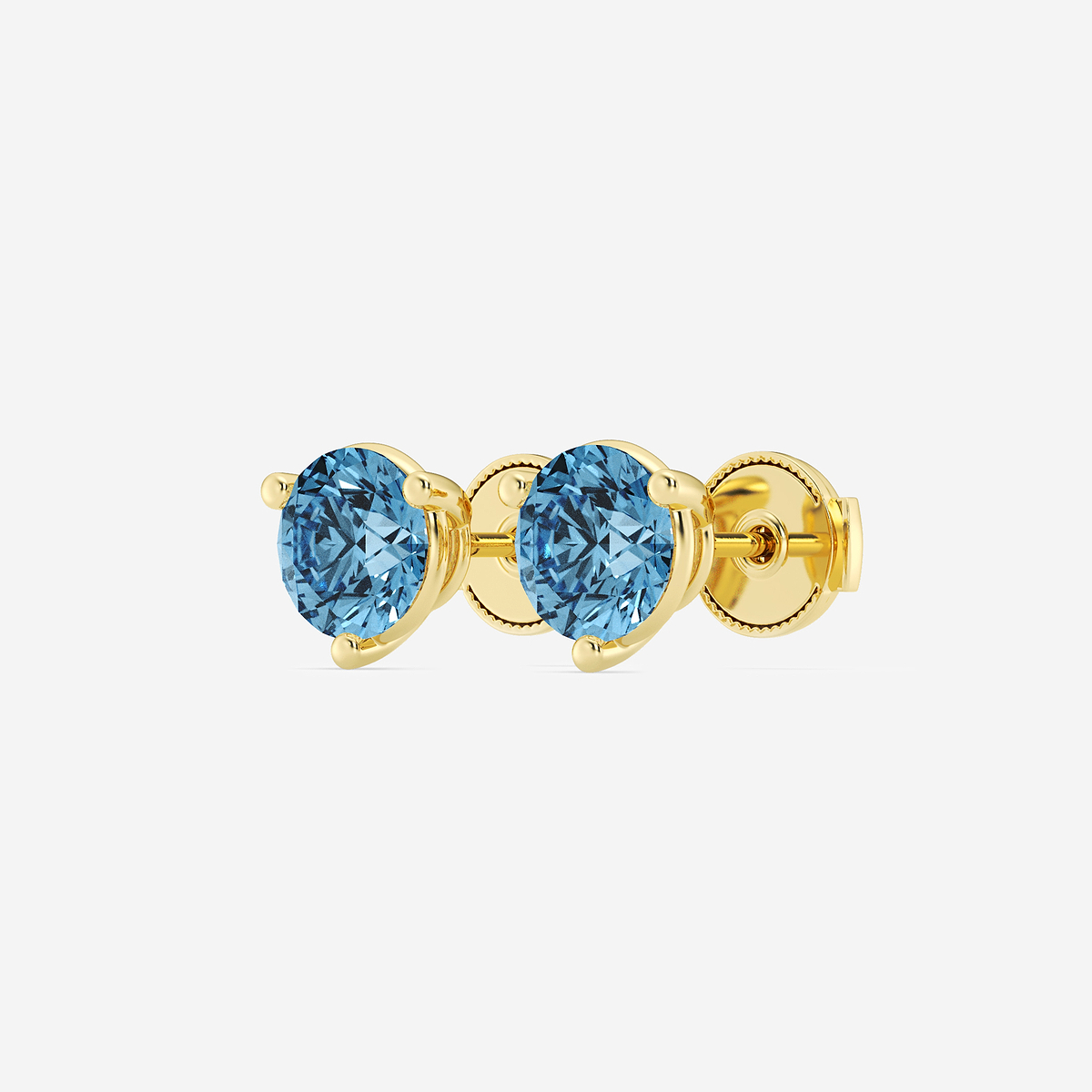 Additional Image 1 for  2 ctw Round Lab Grown Diamond Three Prong Fancy Blue Stud Earrings