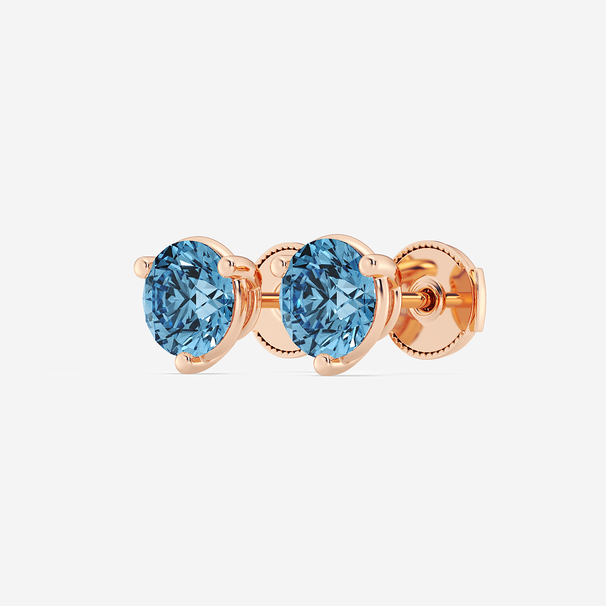 Additional Image 1 for  3 ctw Round Lab Grown Diamond Three Prong Fancy Blue Stud Earrings