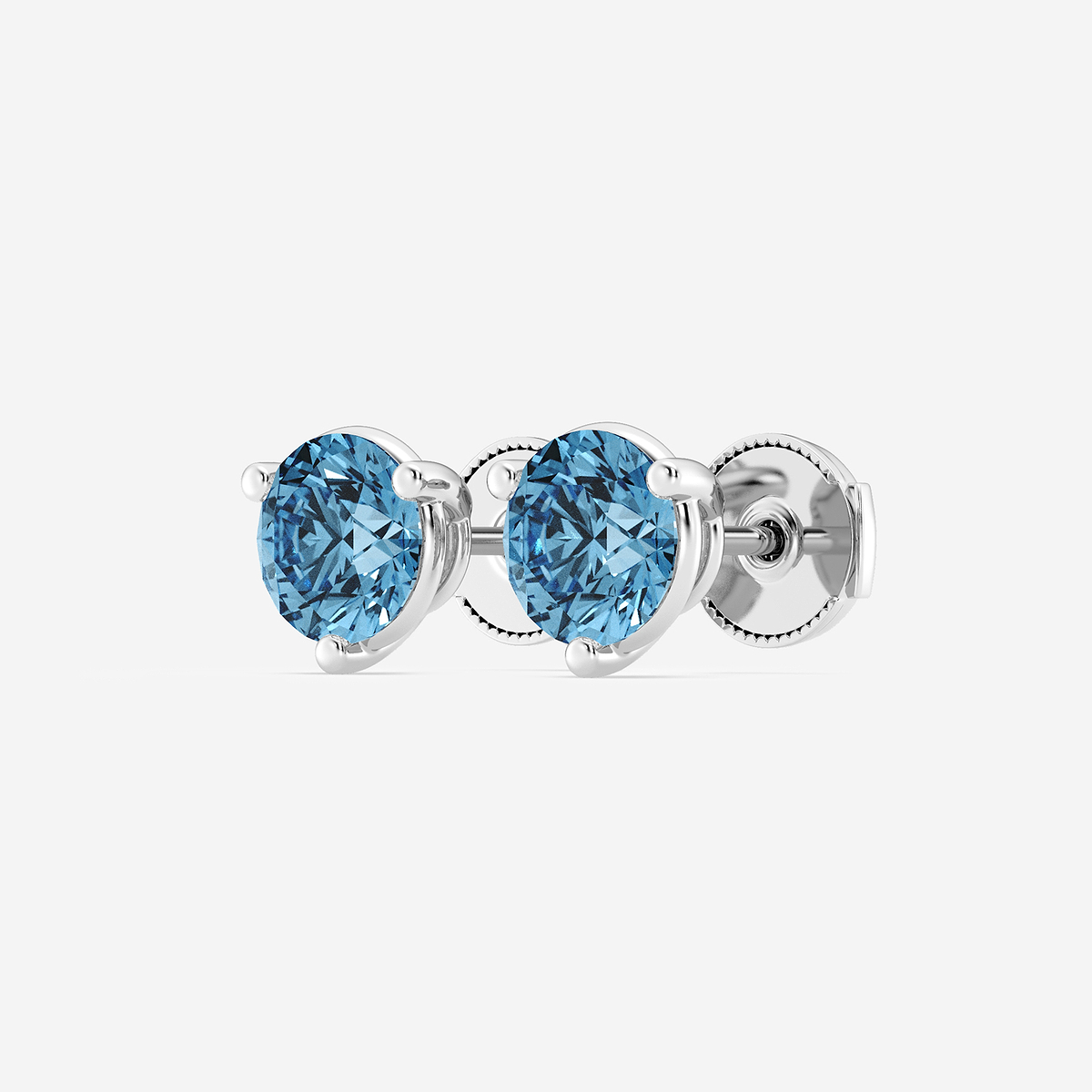 Additional Image 1 for  3 ctw Round Lab Grown Diamond Three Prong Fancy Blue Stud Earrings
