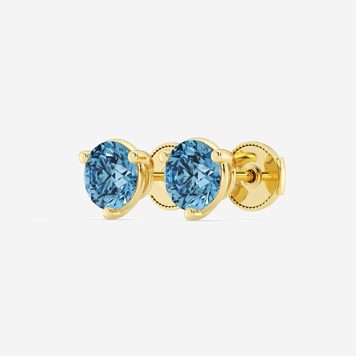 Additional Image 1 for  3 ctw Round Lab Grown Diamond Three Prong Fancy Blue Stud Earrings