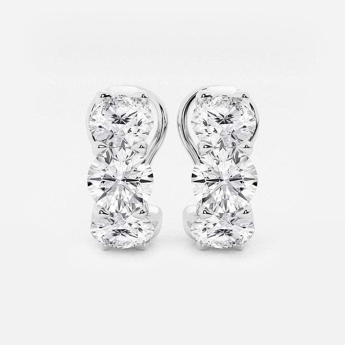 4 1/5 ctw Round Lab Grown Diamond Huggie Hoop Earrings