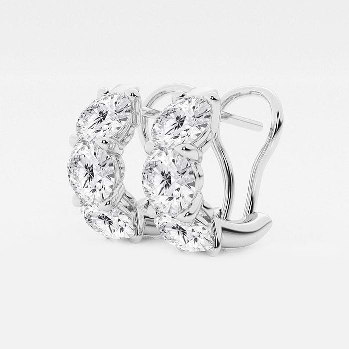 4 1/5 ctw Round Lab Grown Diamond Huggie Hoop Earrings