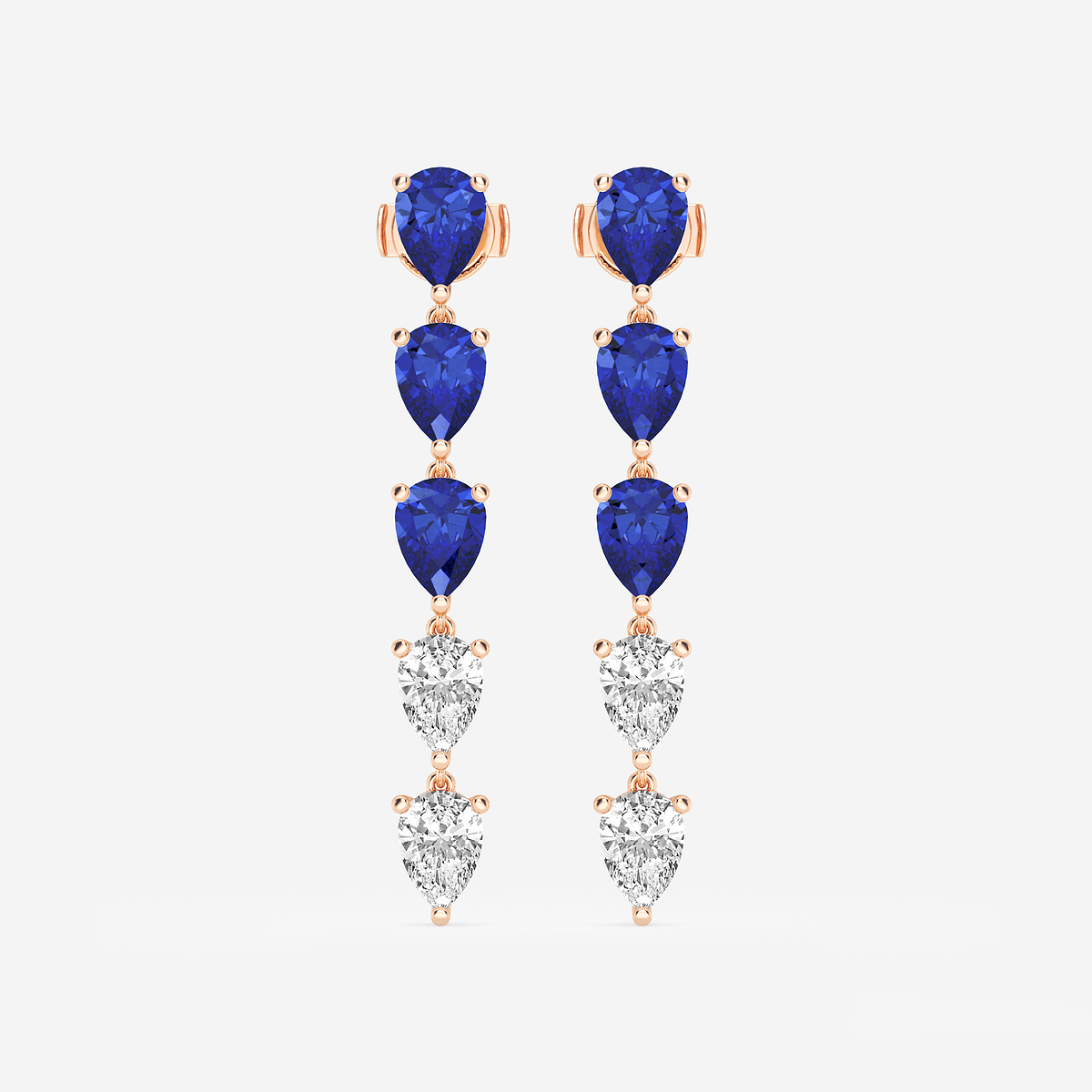 7.0X5.0 mm Pear Shaped Created Sapphire and 2 2/5 ctw Pear Lab Grown Diamond Dangle Earrings