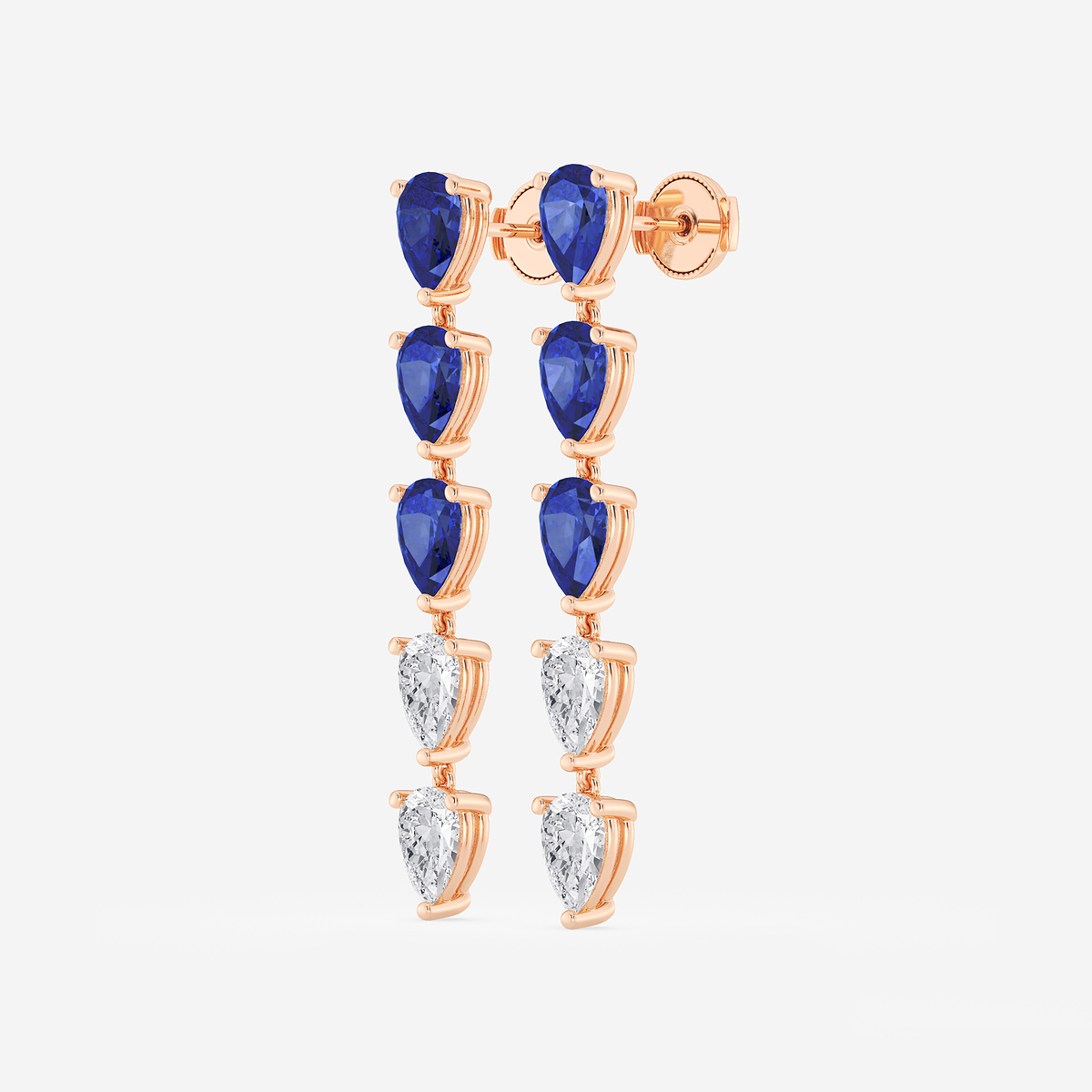 Additional Image 1 for  7.0X5.0 mm Pear Shaped Created Sapphire and 2 2/5 ctw Pear Lab Grown Diamond Dangle Earrings