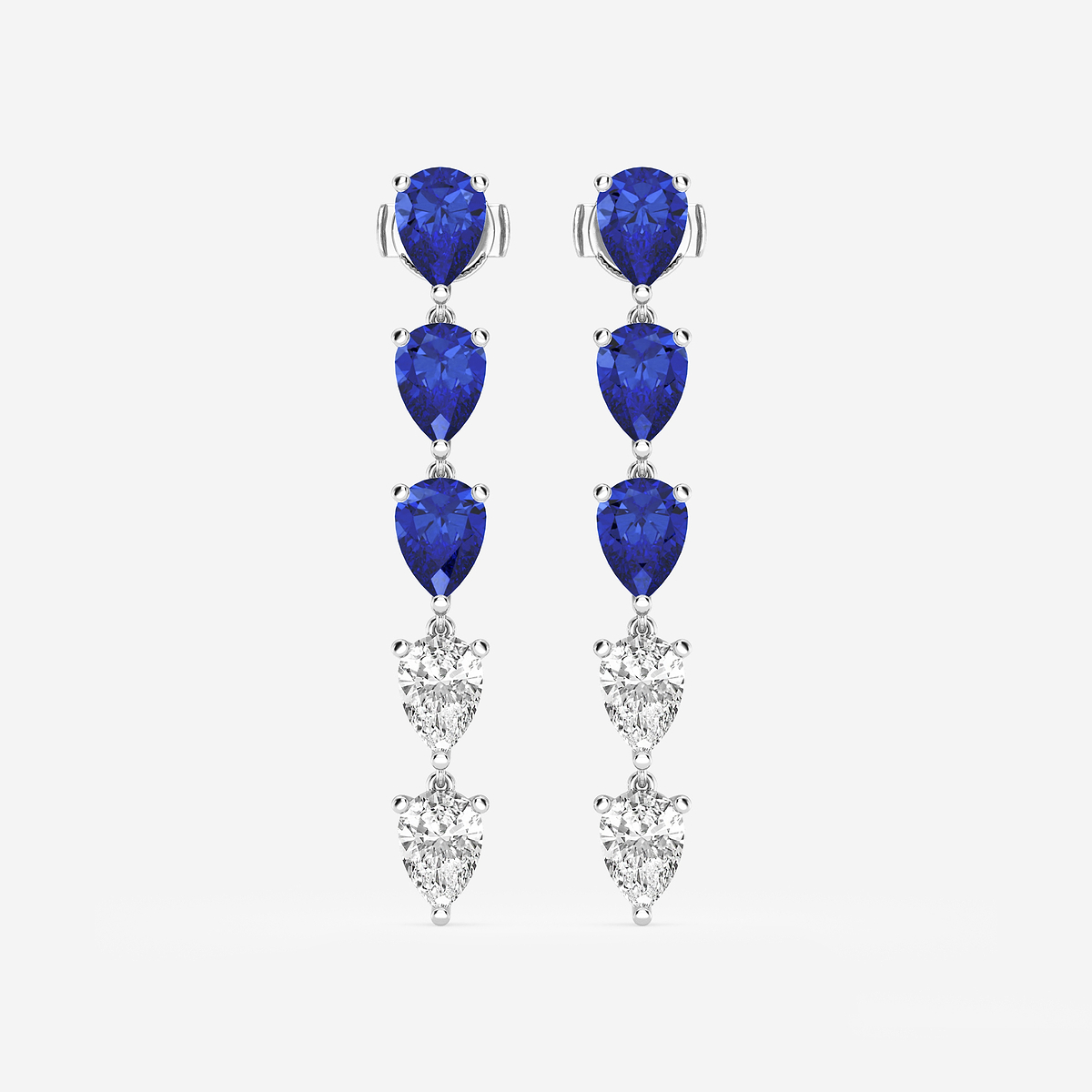 7.0X5.0 mm Pear Shaped Created Sapphire and 2 2/5 ctw Pear Lab Grown Diamond Dangle Earrings
