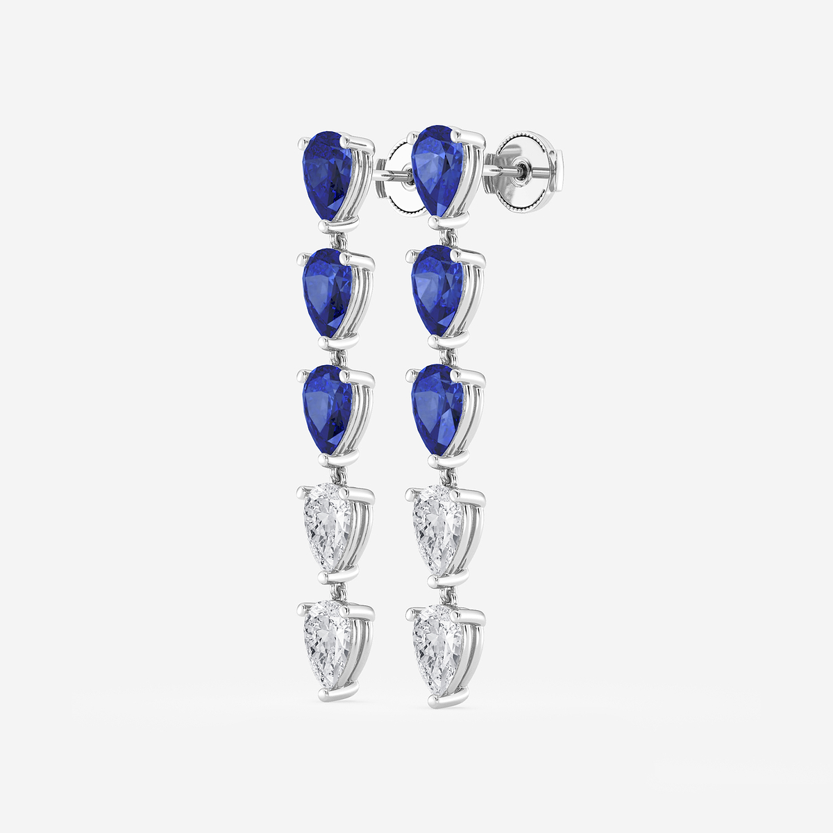 Additional Image 1 for  7.0X5.0 mm Pear Shaped Created Sapphire and 2 2/5 ctw Pear Lab Grown Diamond Dangle Earrings