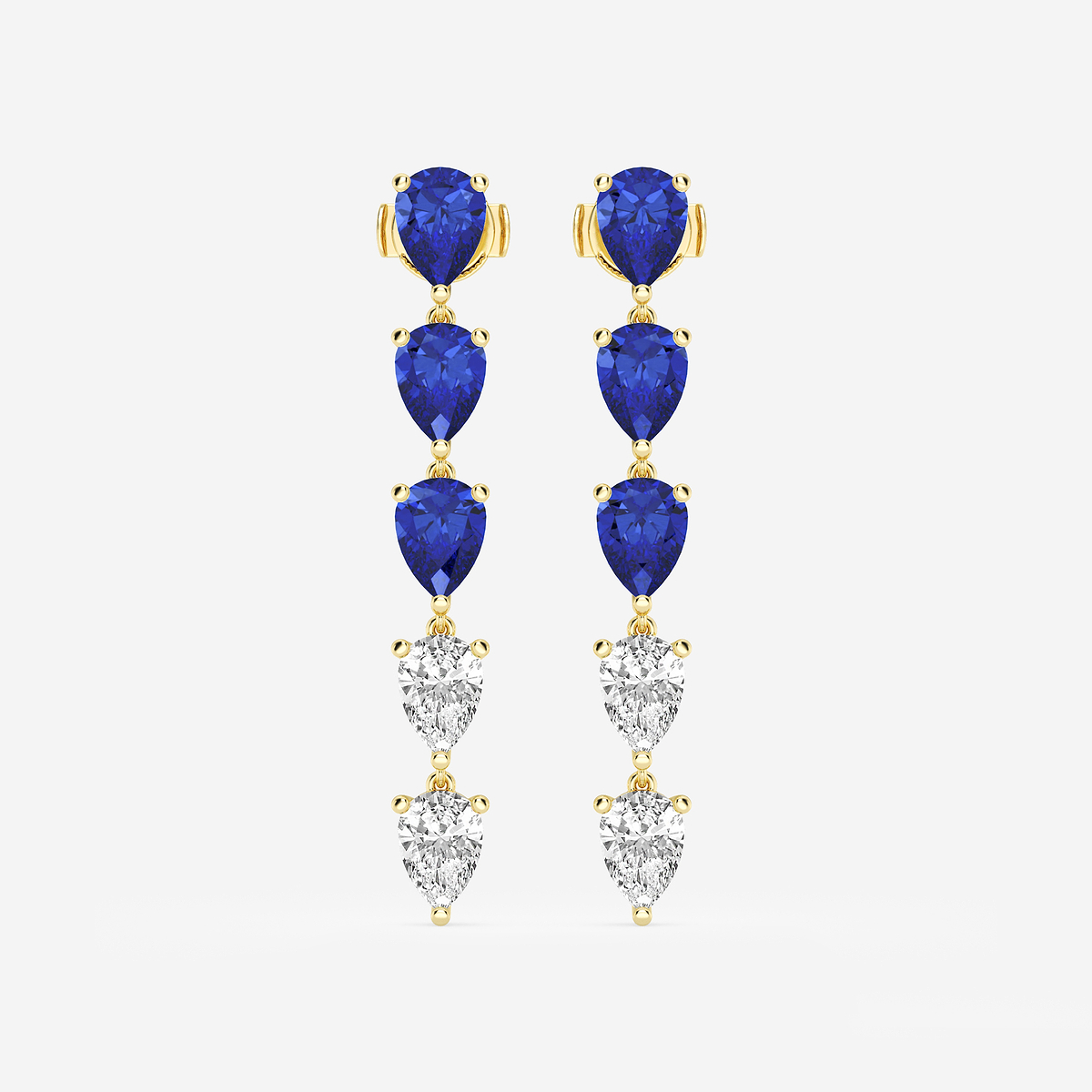 7.0X5.0 mm Pear Shaped Created Sapphire and 2 2/5 ctw Pear Lab Grown Diamond Dangle Earrings