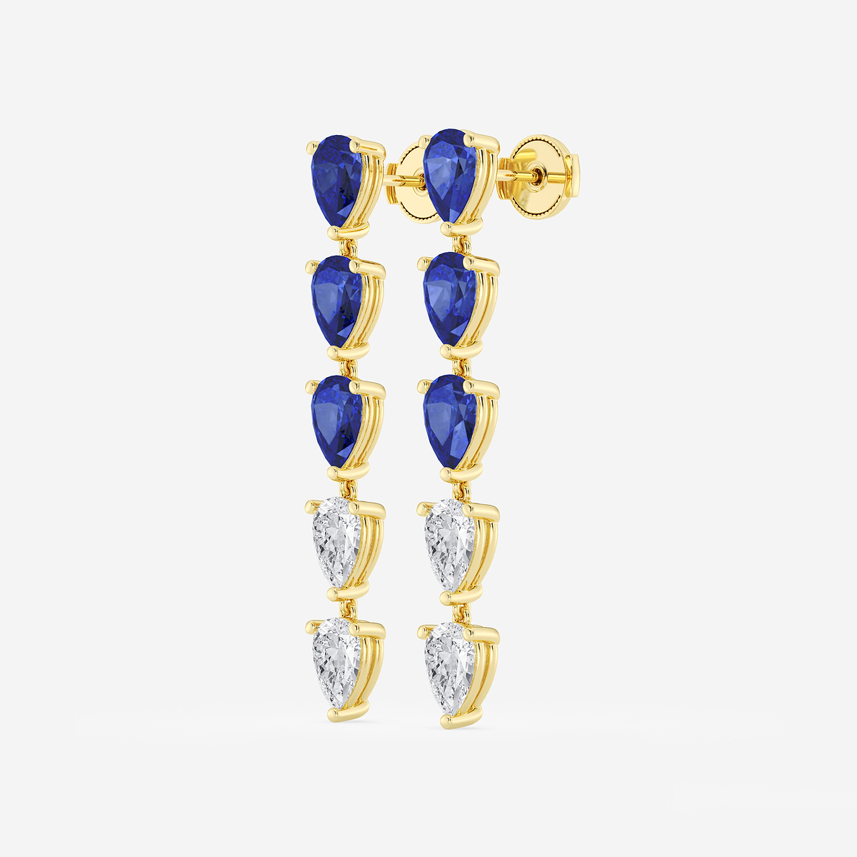 Additional Image 1 for  7.0X5.0 mm Pear Shaped Created Sapphire and 2 2/5 ctw Pear Lab Grown Diamond Dangle Earrings