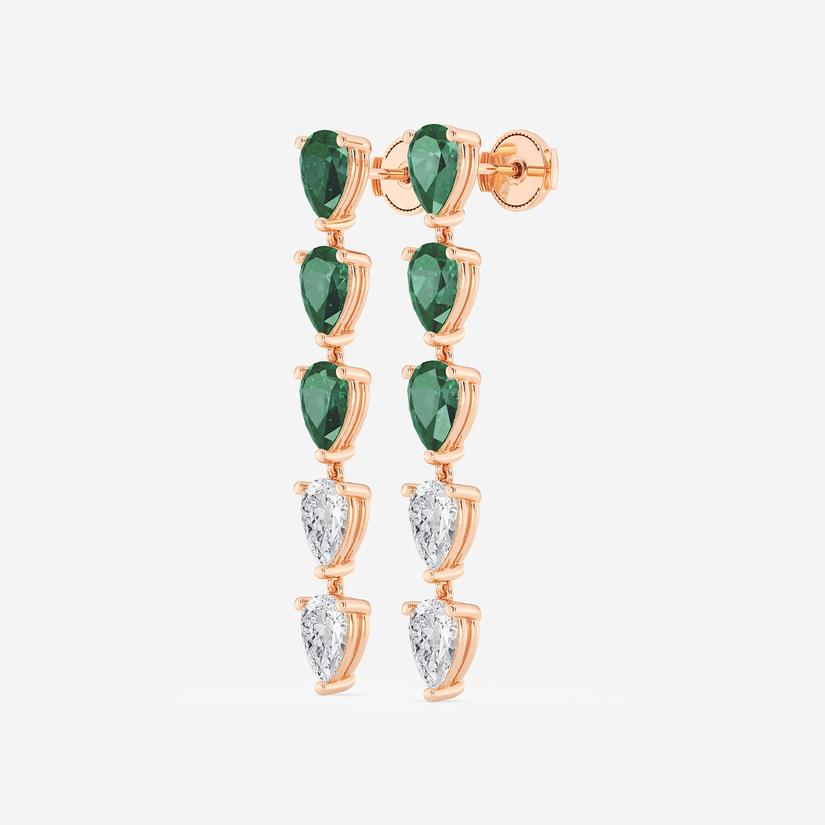 Additional Image 1 for  7.0X5.0 mm Pear Shaped Created Emerald and 2 2/5 ctw Pear Lab Grown Diamond Dangle Earrings