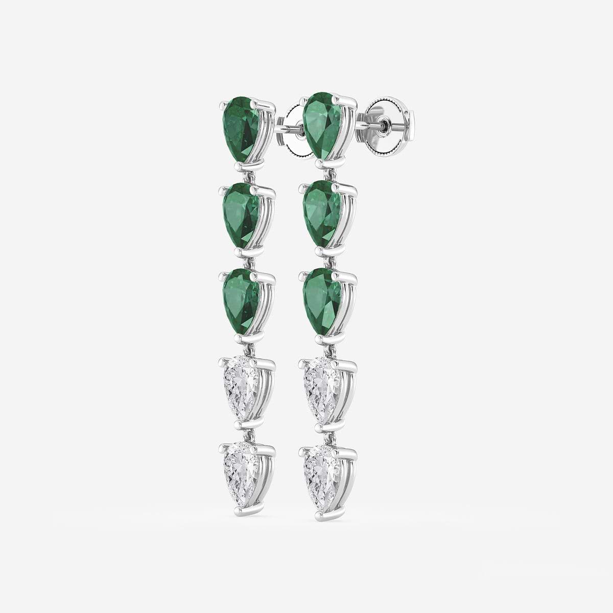 Additional Image 1 for  7.0X5.0 mm Pear Shaped Created Emerald and 2 2/5 ctw Pear Lab Grown Diamond Dangle Earrings