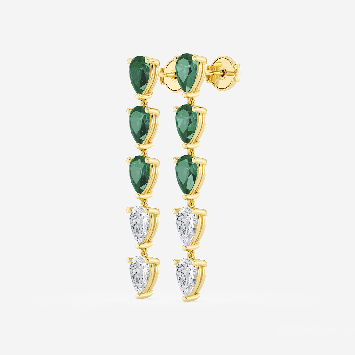 Additional Image 1 for  7.0X5.0 mm Pear Shaped Created Emerald and 2 2/5 ctw Pear Lab Grown Diamond Dangle Earrings