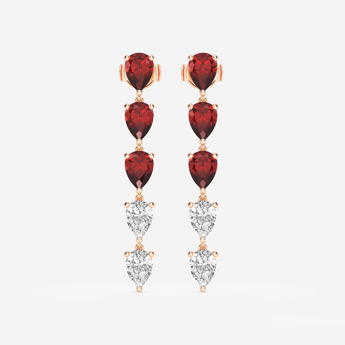 7.0X5.0 mm Pear Shaped Created Ruby and 2 2/5 ctw Pear Lab Grown Diamond Dangle Earrings