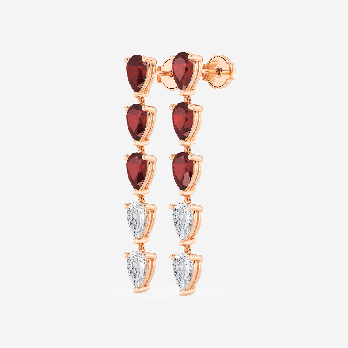 Additional Image 1 for  7.0X5.0 mm Pear Shaped Created Ruby and 2 2/5 ctw Pear Lab Grown Diamond Dangle Earrings