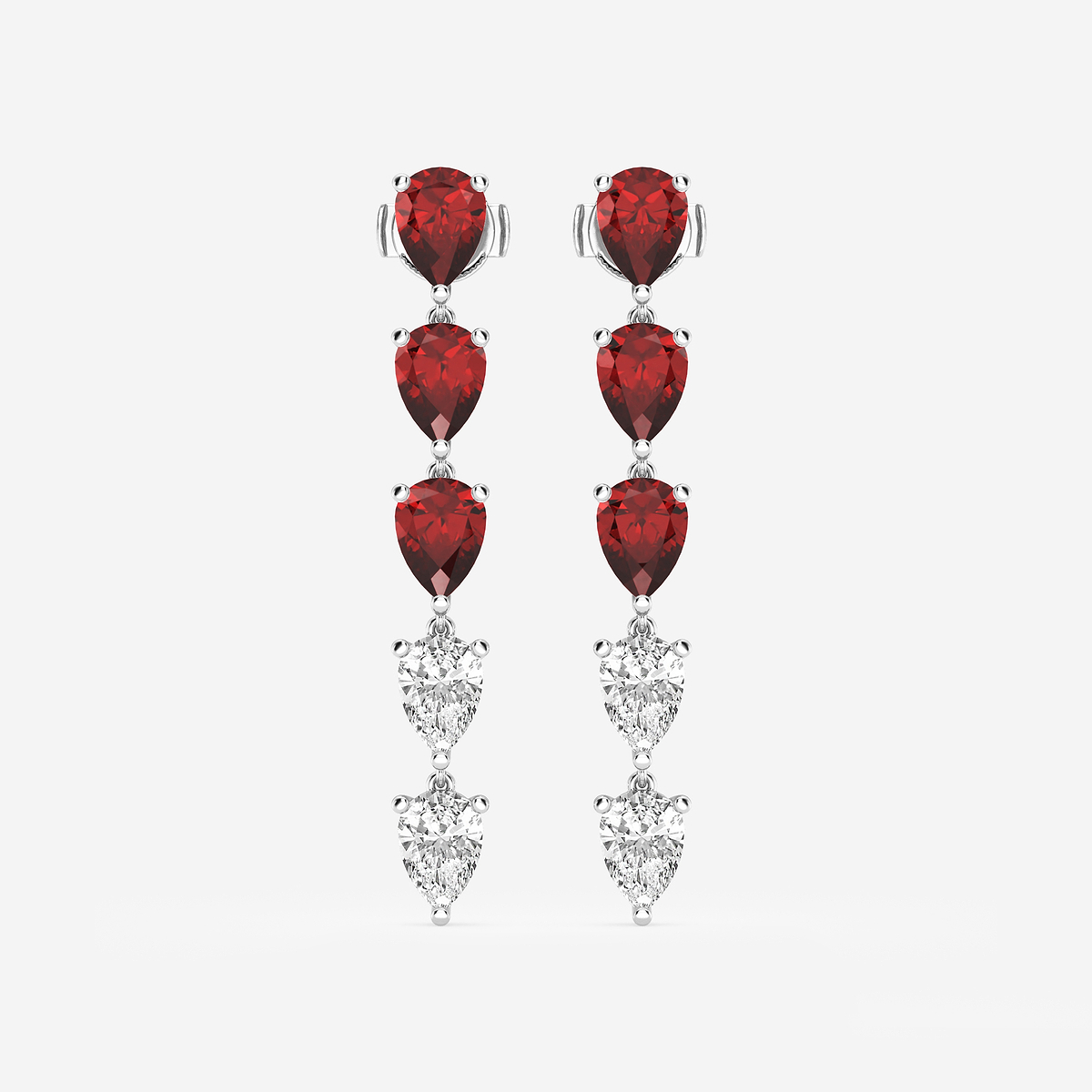 7.0X5.0 mm Pear Shaped Created Ruby and 2 2/5 ctw Pear Lab Grown Diamond Dangle Earrings