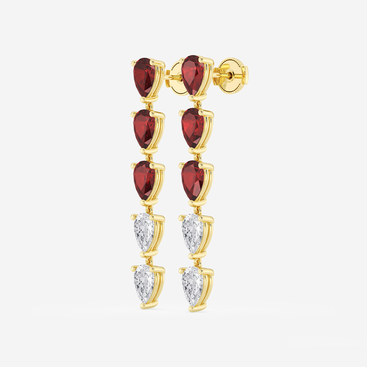 Additional Image 1 for  7.0X5.0 mm Pear Shaped Created Ruby and 2 2/5 ctw Pear Lab Grown Diamond Dangle Earrings