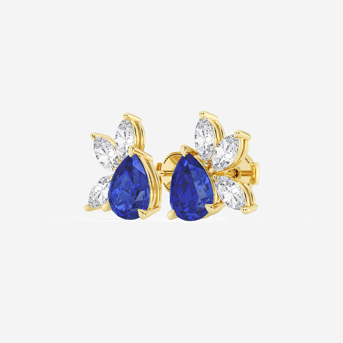 Additional Image 1 for  9.0X7.0 mm Pear Shaped Created Sapphire and 1 3/4 ctw Marquise Lab Grown Diamond Fan Earrings