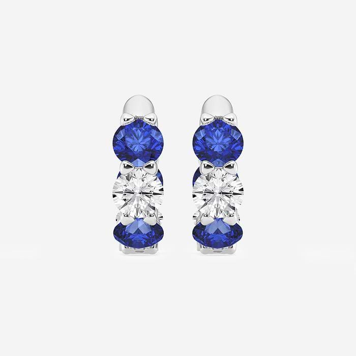 Sapphire Huggie Round Hoop Earrings