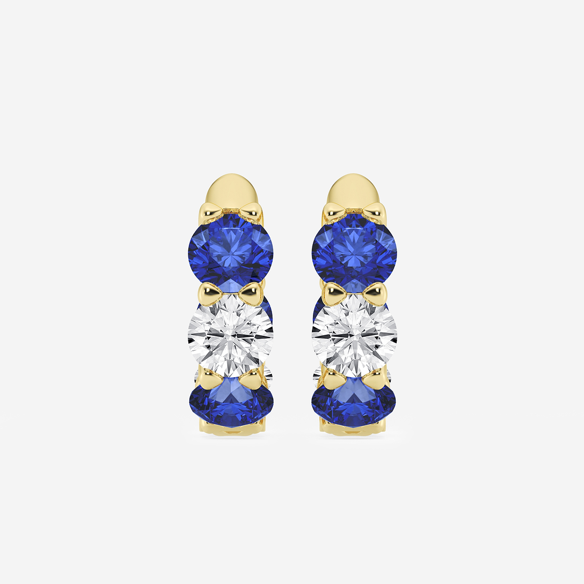 4.9 mm Round Created Sapphire and 2 ctw Round Lab Grown Diamond Huggie Hoop Earrings