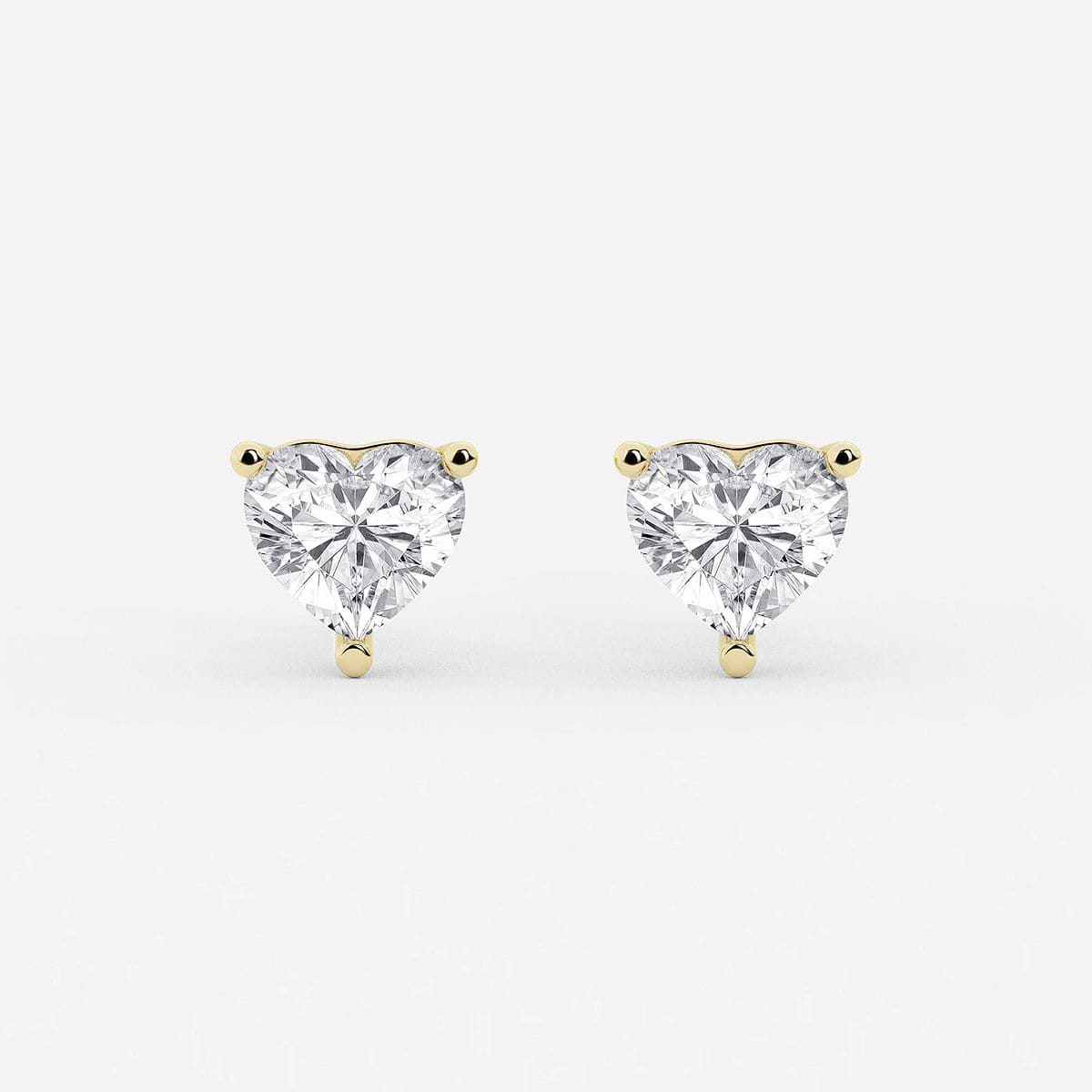 3 ctw Heart Lab Grown Diamond Stud Earrings 14K Yellow Gold, G, SI