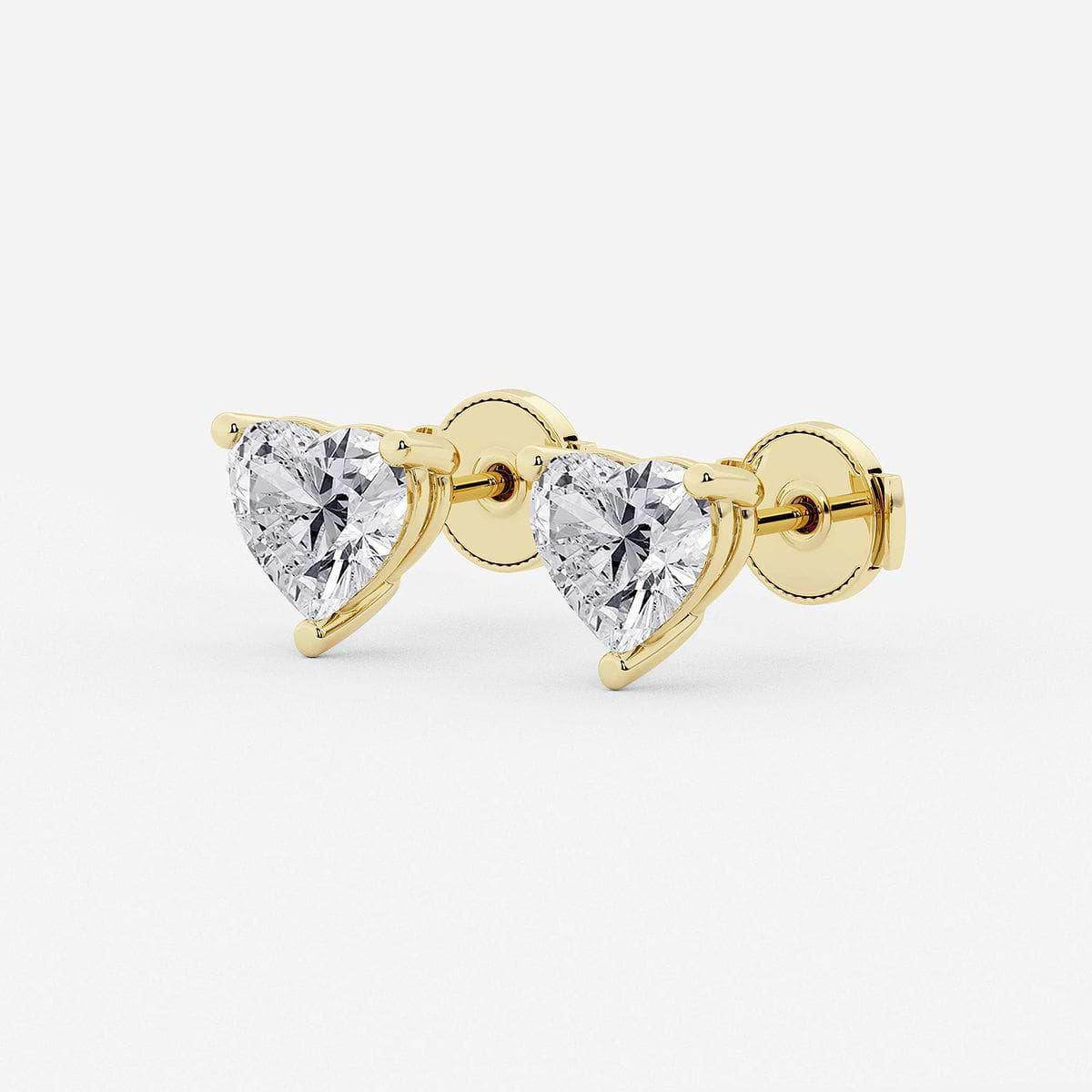 3 ctw Heart Lab Grown Diamond Stud Earrings 14K Yellow Gold, G, SI
