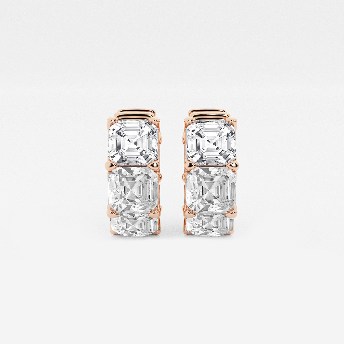 10 ctw Asscher Lab Grown Diamond Huggie Hoop Earrings