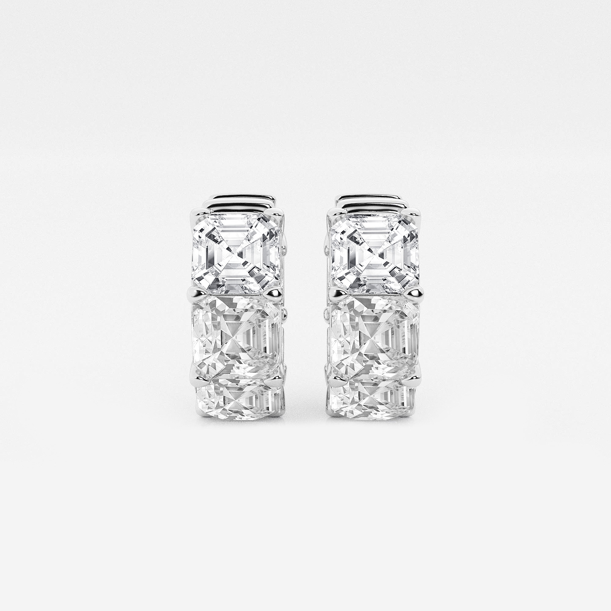10 ctw Asscher Lab Grown Diamond Huggie Hoop Earrings