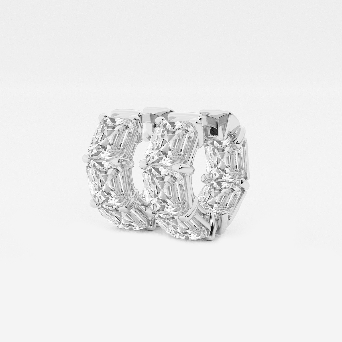 Additional Image 1 for  10 ctw Asscher Lab Grown Diamond Huggie Hoop Earrings