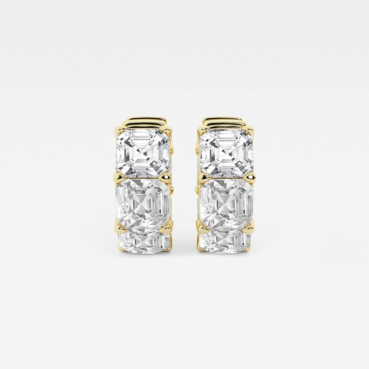 10 ctw Asscher Lab Grown Diamond Huggie Hoop Earrings