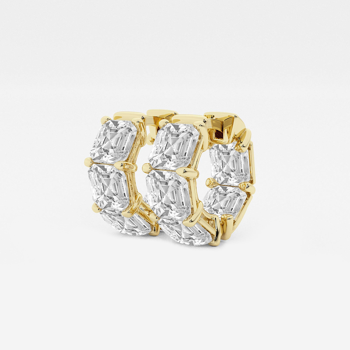 Additional Image 1 for  10 ctw Asscher Lab Grown Diamond Huggie Hoop Earrings