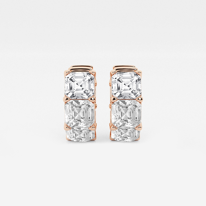 Huggie Asscher Hoops - 10 ctw Asscher Lab Grown Diamond Huggie Hoop Earrings