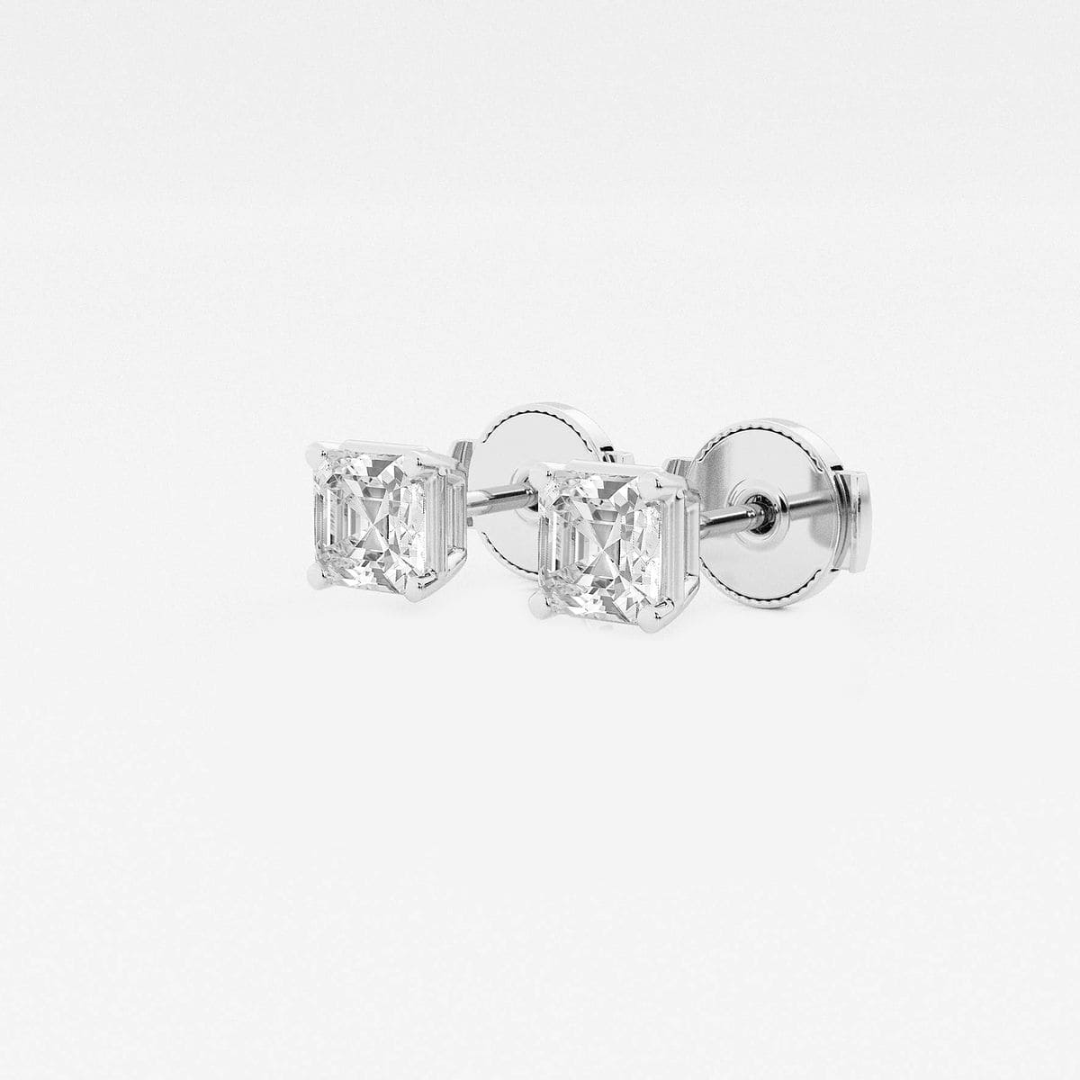 Additional Image 1 for  1 ctw Asscher Lab Grown Diamond Solitaire Stud Earrings