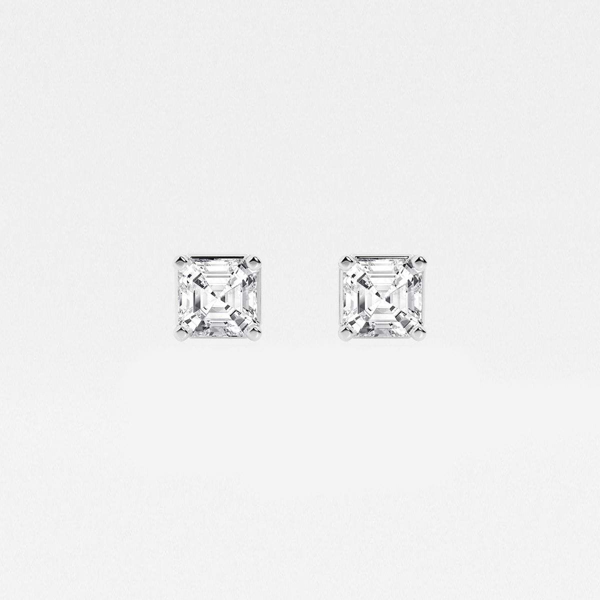 1 ctw Asscher Lab Grown Diamond Solitaire Stud Earrings