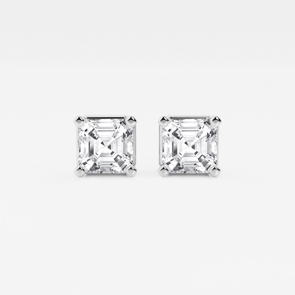 3 ctw Asscher Lab Grown Diamond Solitaire Stud Earrings