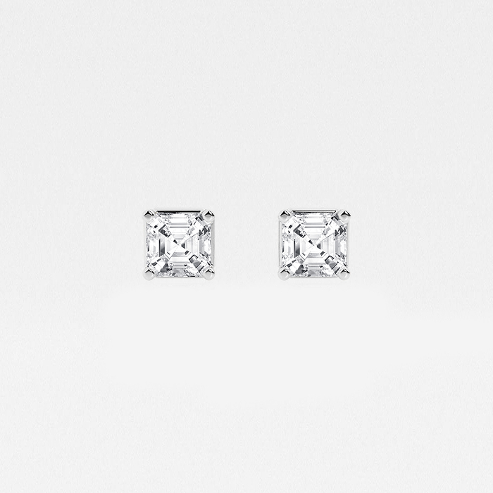 Asscher Studs - 1 ctw Asscher Lab Grown Diamond Solitaire Stud Earrings