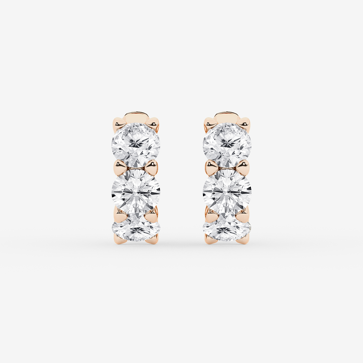 3 ctw Round Lab Grown Diamond Huggie Hoop Earrings