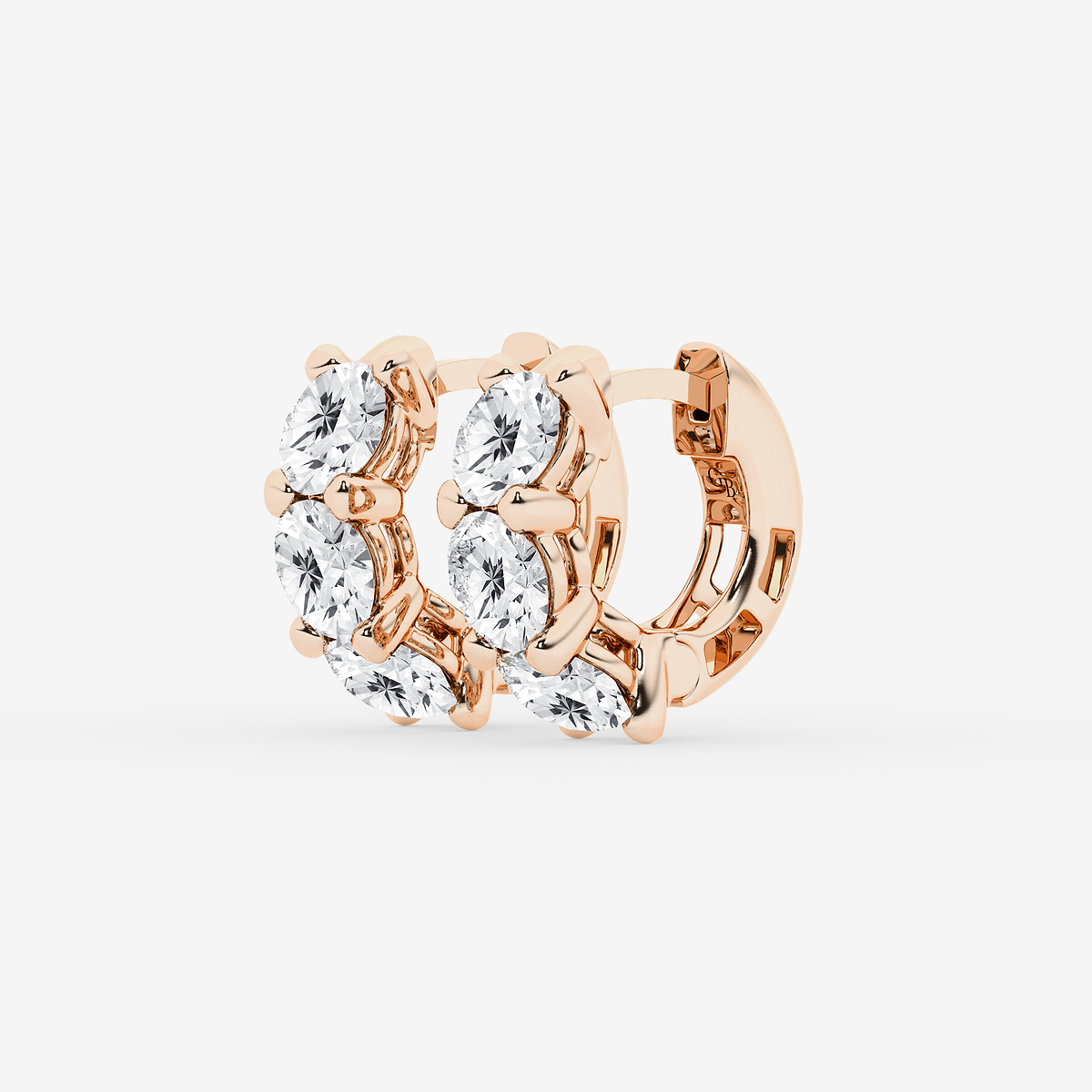 Additional Image 1 for  3 ctw Round Lab Grown Diamond Huggie Hoop Earrings