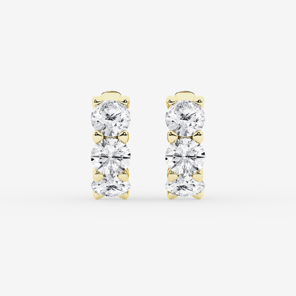 3 ctw Round Lab Grown Diamond Huggie Hoop Earrings 14K Yellow Gold, FG, VS2+