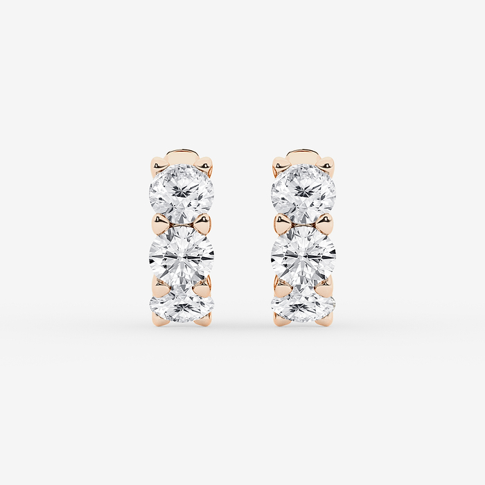 3 ctw Round Lab Grown Diamond Huggie Hoop Earrings