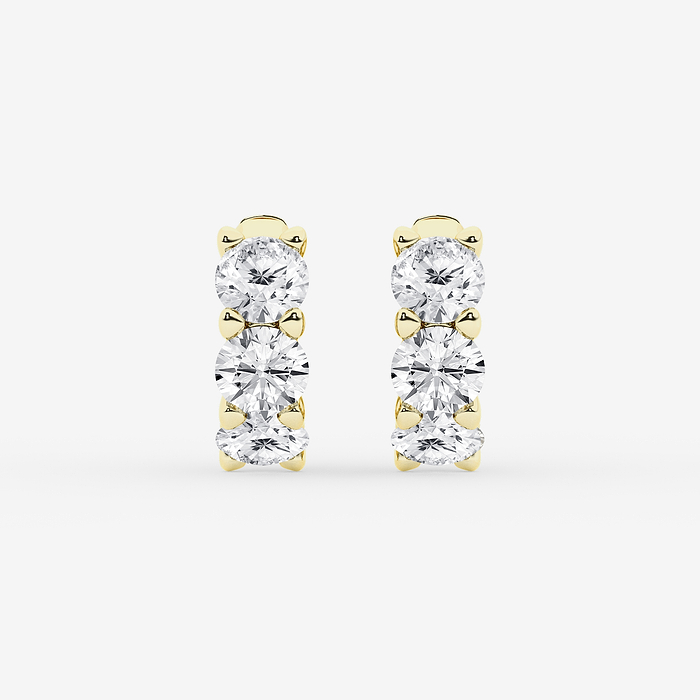 3 ctw Round Lab Grown Diamond Huggie Hoop Earrings