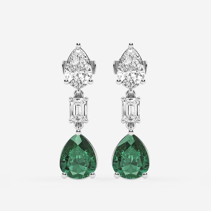 Emerald and Pear Drop Earrings with Emerald Pear