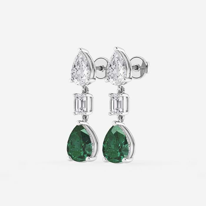 Emerald and Pear Drop Earrings with Emerald Pear